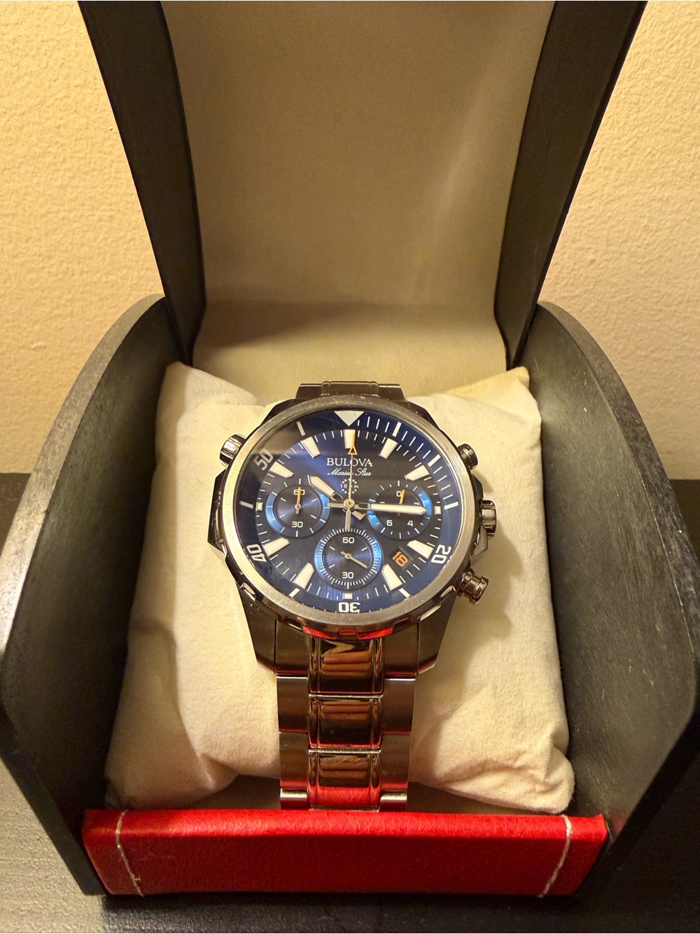 Bulova Men's Blue Dial Stainless Steel Marine Star Chronograph Watch